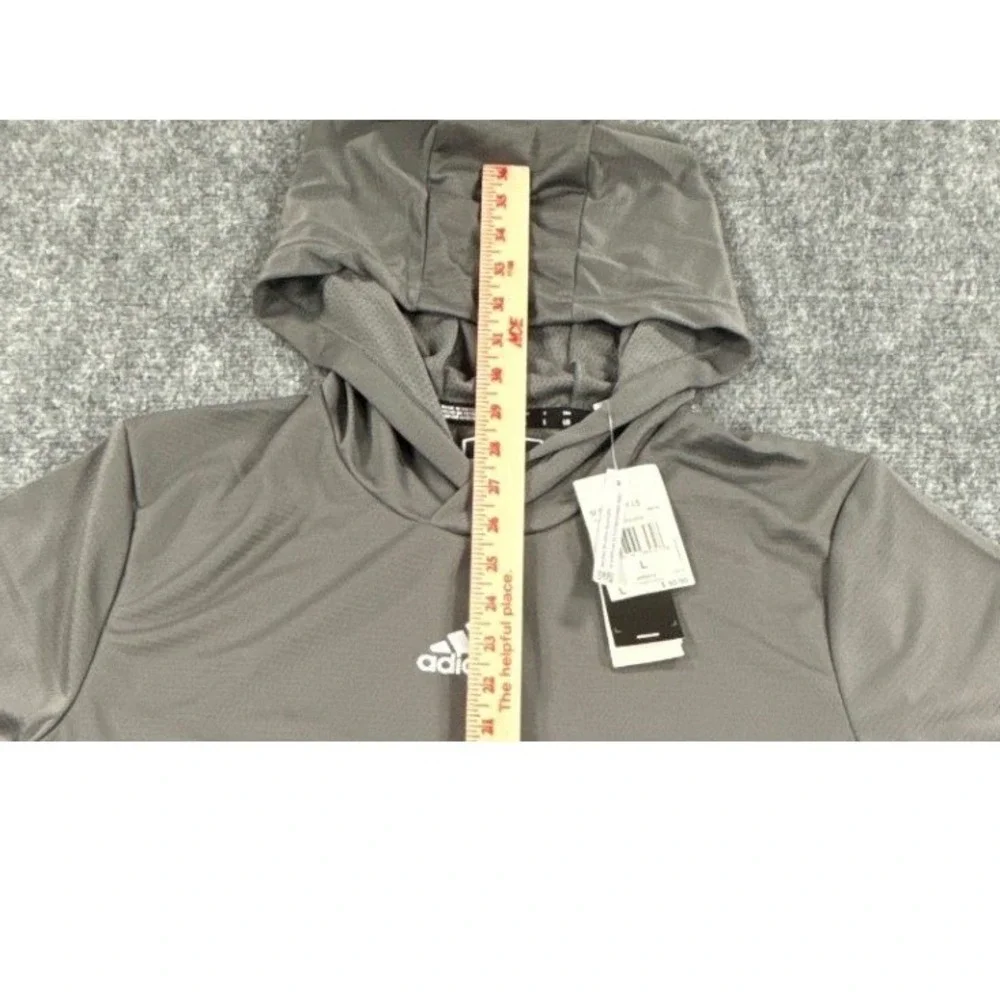 Adidas Mens Large Team Ready Hooded Long Sleeve Shirt Gray Parley NWT
